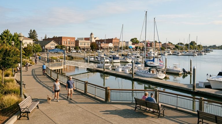 Antioch Rivertown waterfront and marina along the San Joaquin River