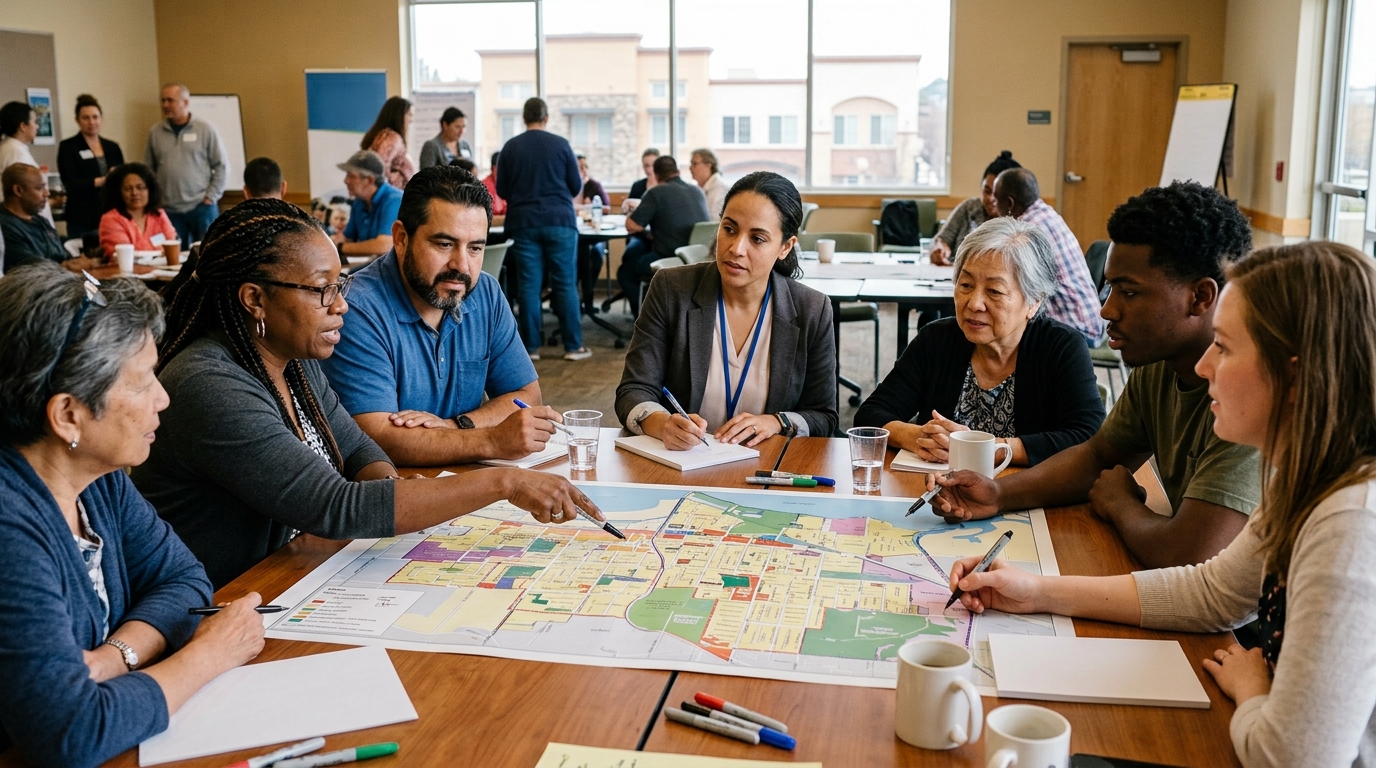 Antioch residents discussing the General Plan Update