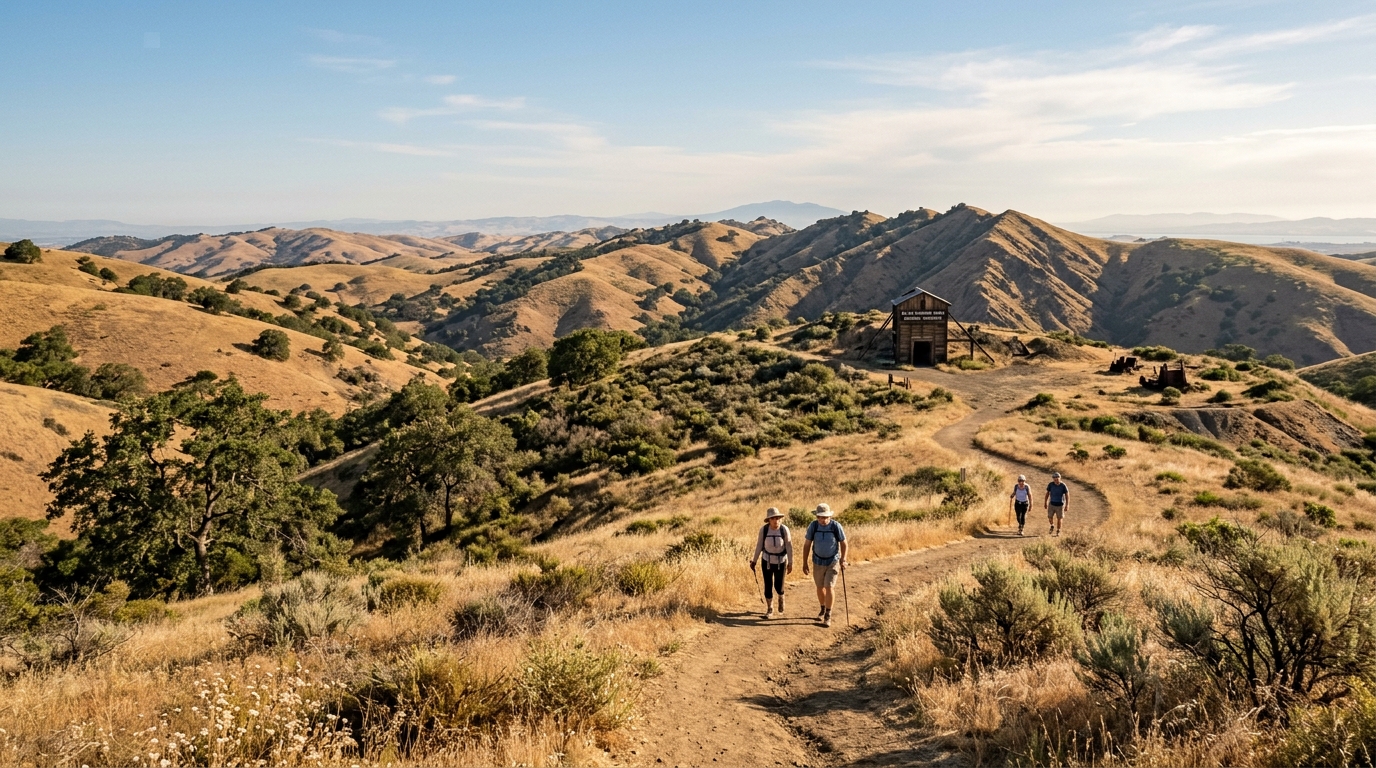 Hiking trails and historic mining hills at Black Diamond Mines in Antioch