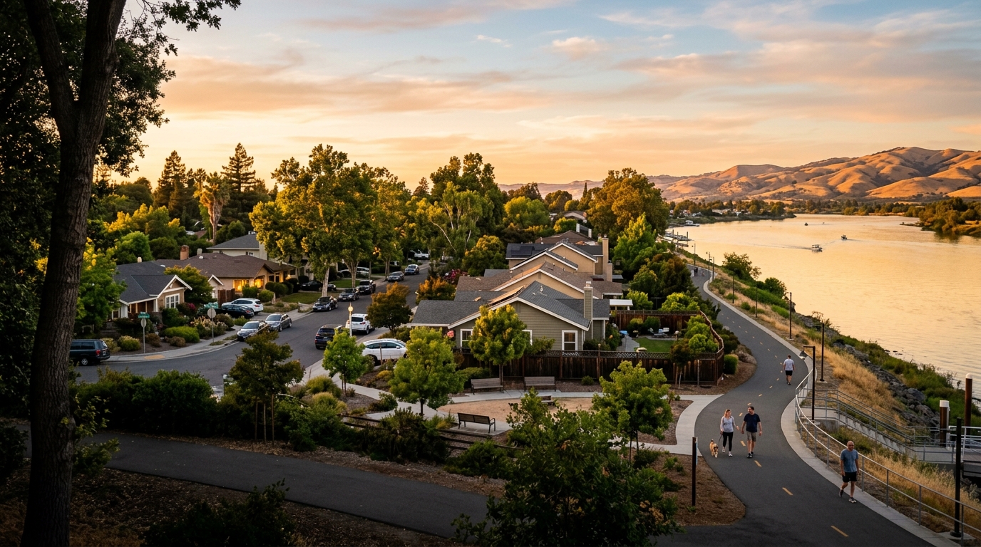 Residential neighborhood and waterfront lifestyle in Antioch California