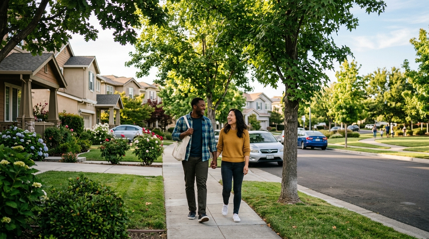 Residents walking through a welcoming Antioch neighborhood