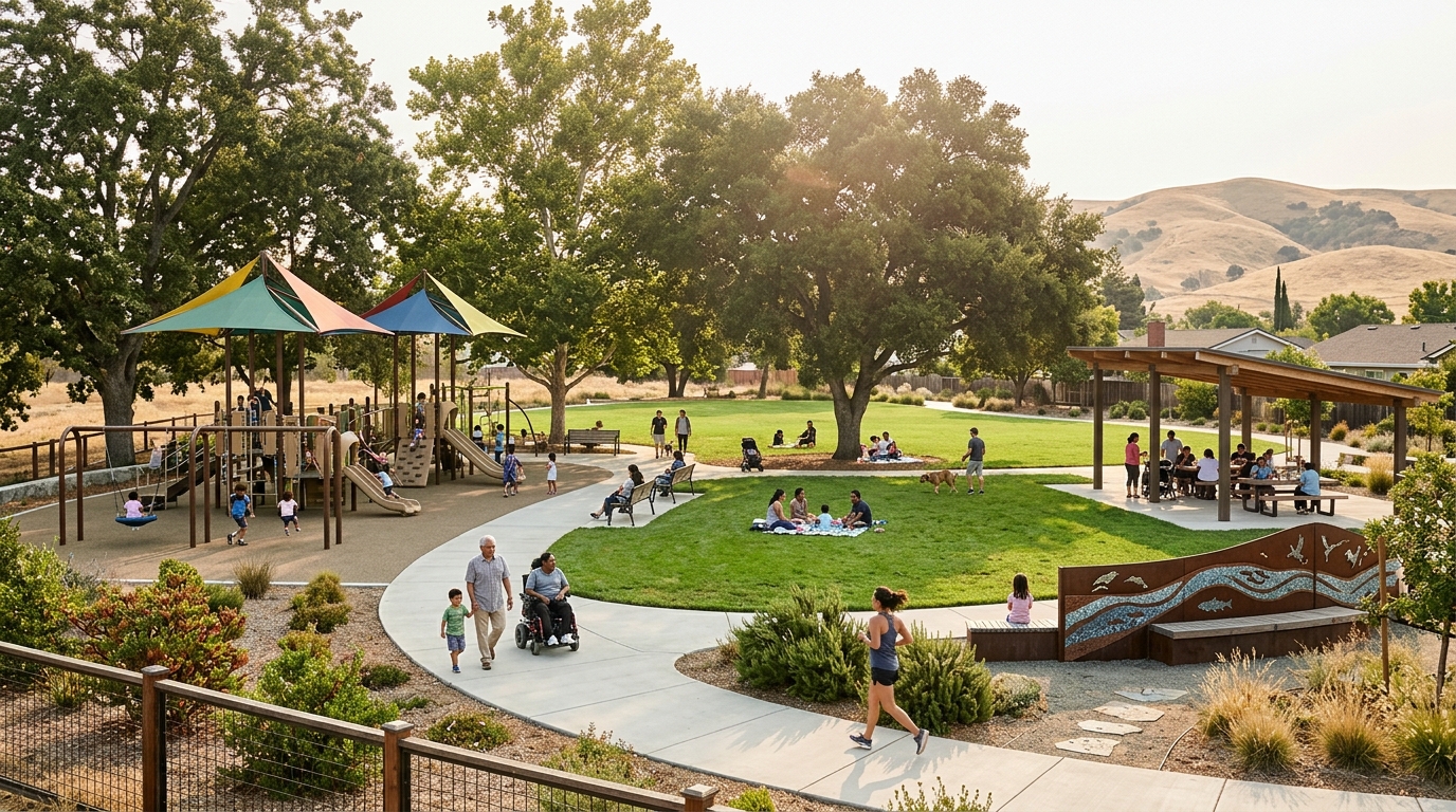 Antioch City Park improvements 2026 with playground, shade, walking paths and community spaces
